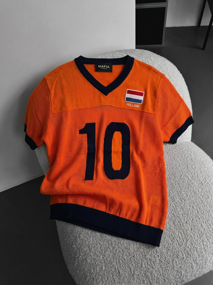 Oversize Holland Knit T-shirt - Orange