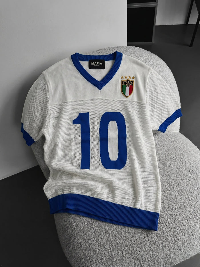 Oversize Italien Stickad T-shirt - Vit