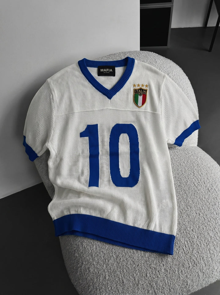 Oversize Italien Stickad T-shirt - Vit