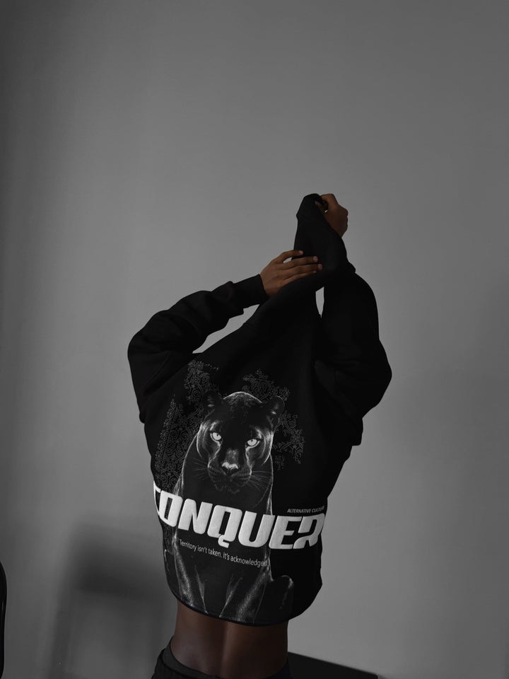 Oversize Conquer Hoodie - Svart