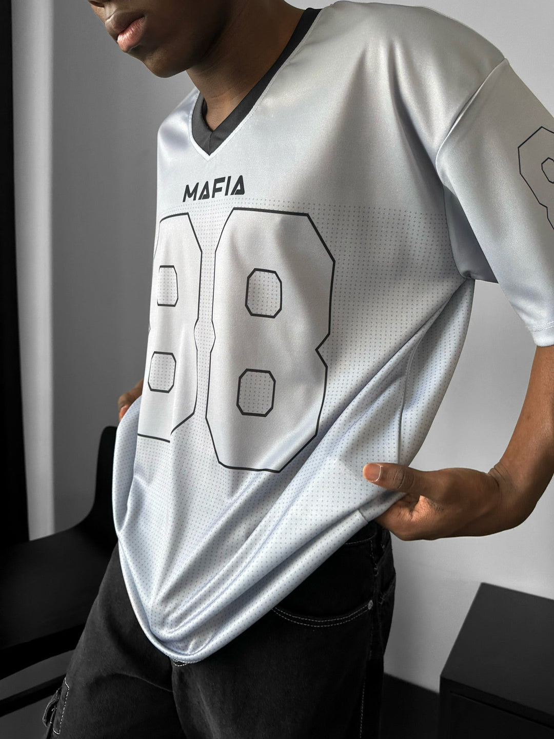 Oversize Varsity Mafia T-Shirt - Grå