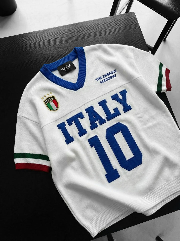 Oversize Italien Stickad T-shirt - Vit