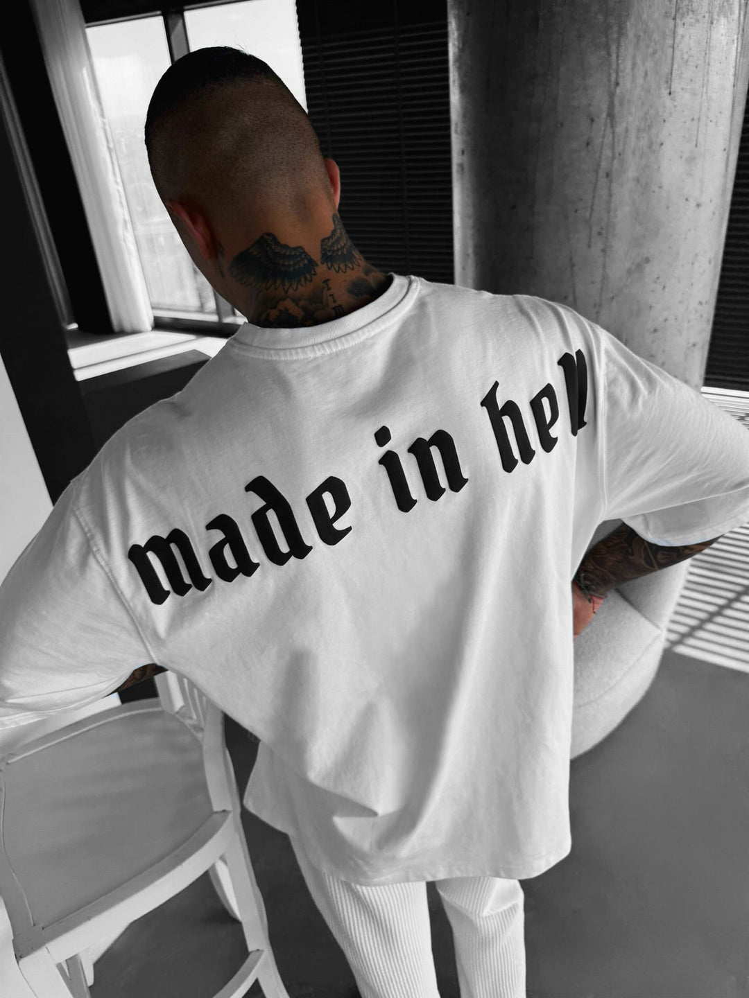 Oversize Made in Hell T-shirt - Ecru