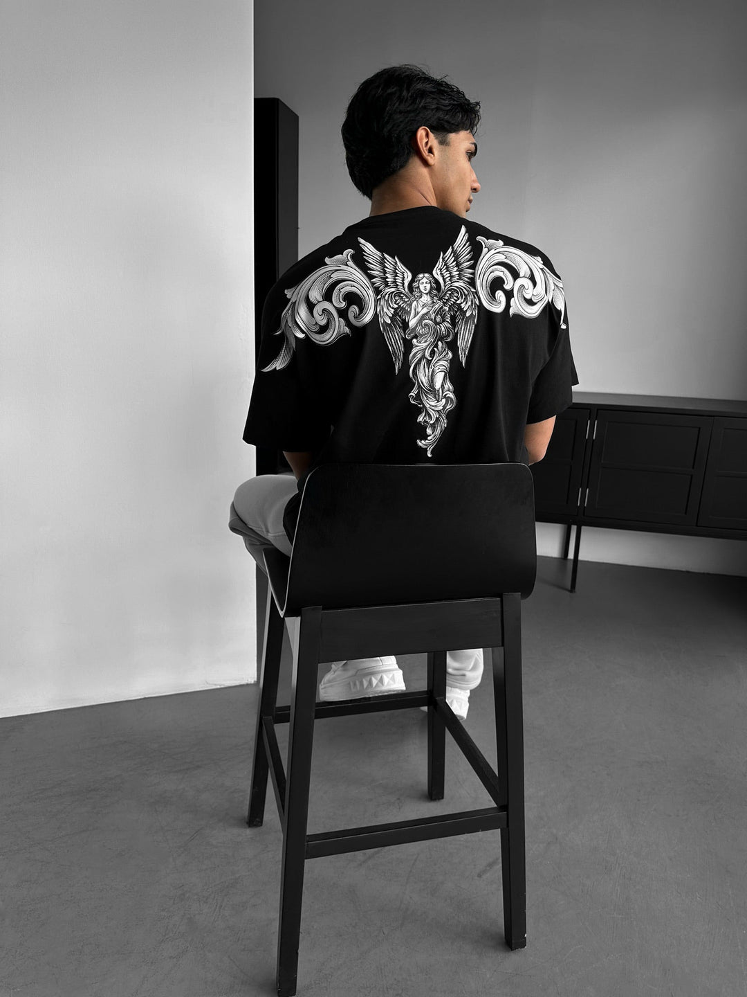 Oversize Sky Angel T-shirt - Svart