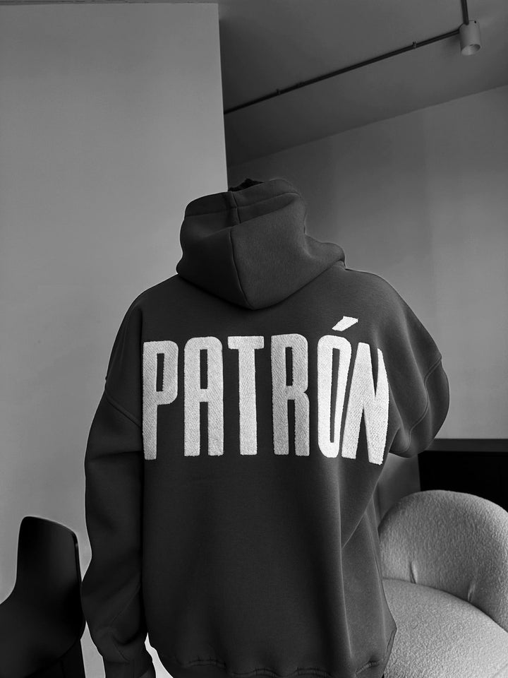 Oversize Detaljerad Patron Hoodie - Antracit
