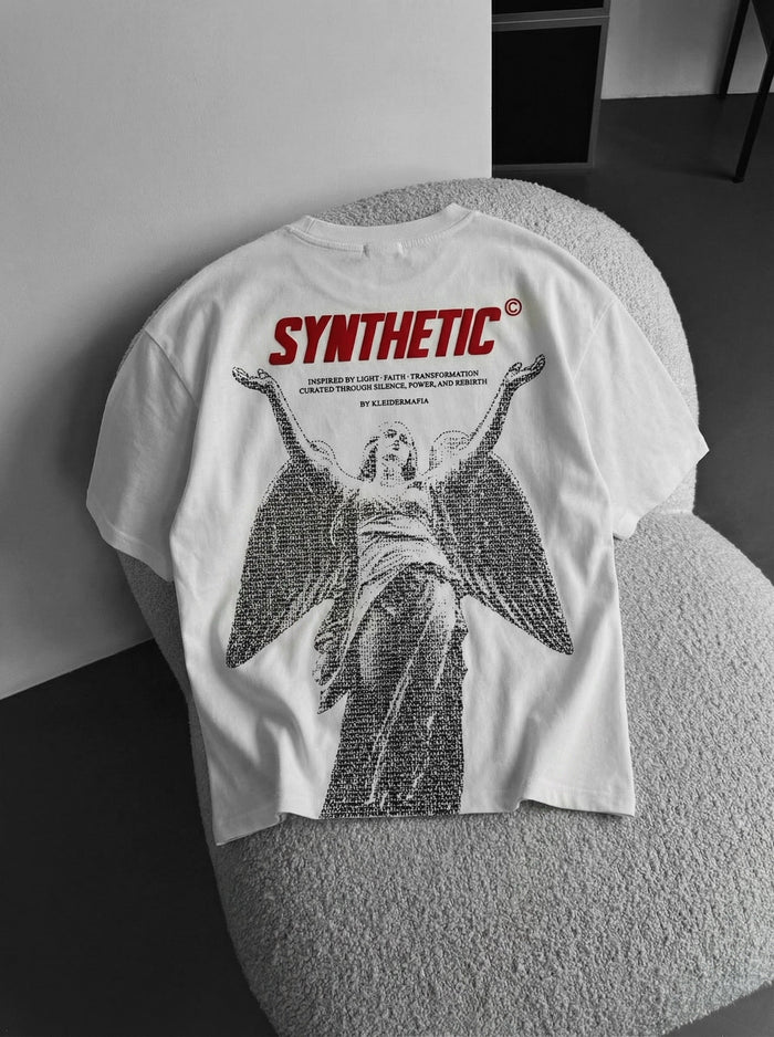 Oversize Syntetisk T-shirt - Ecru