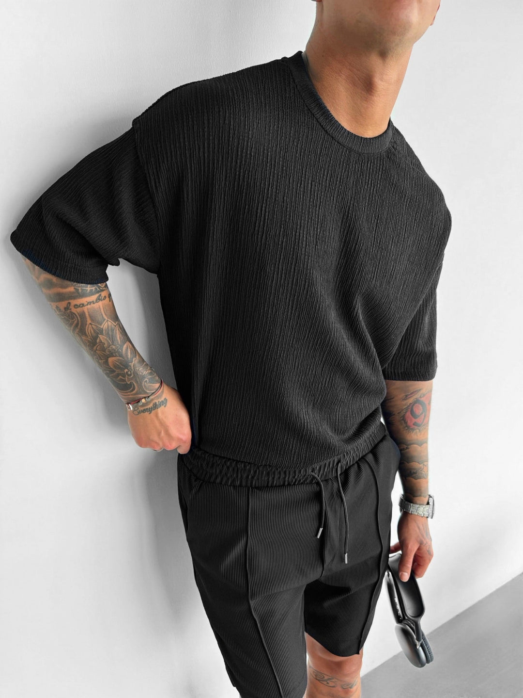 Oversize Crepe T-Shirts - Svart