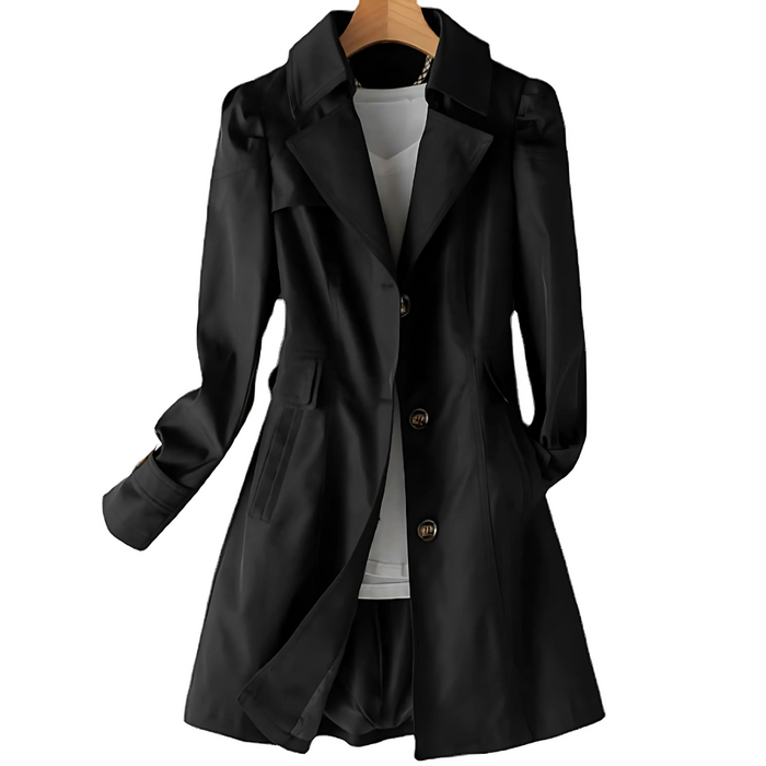 Dam Trenchcoat med Notch Krage och Knappstängning