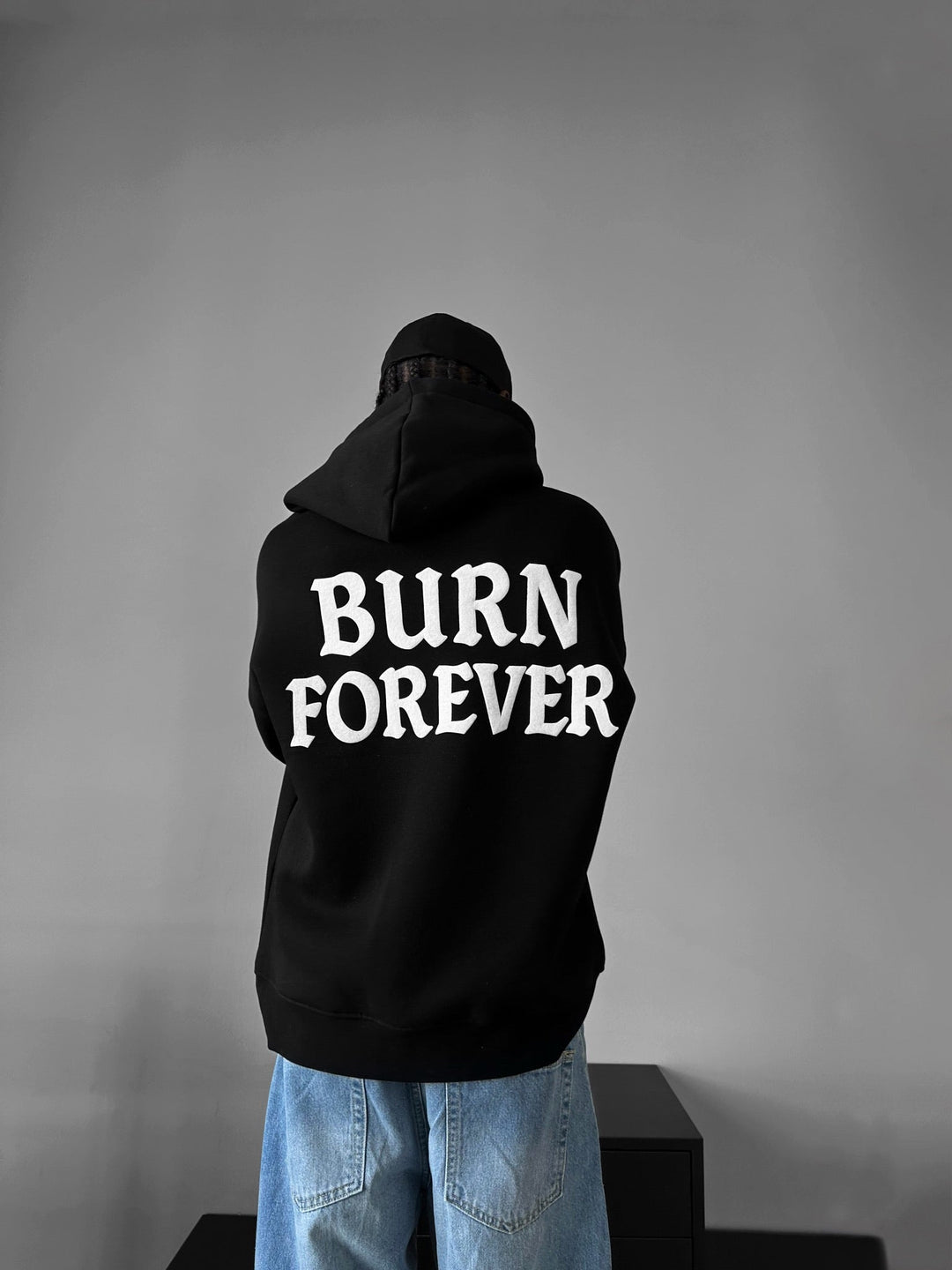 Oversize “Burn Forever” Hoodie - Svart