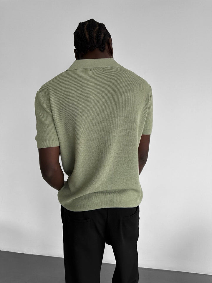 Lös passform finstickad krage T-shirt - Mint
