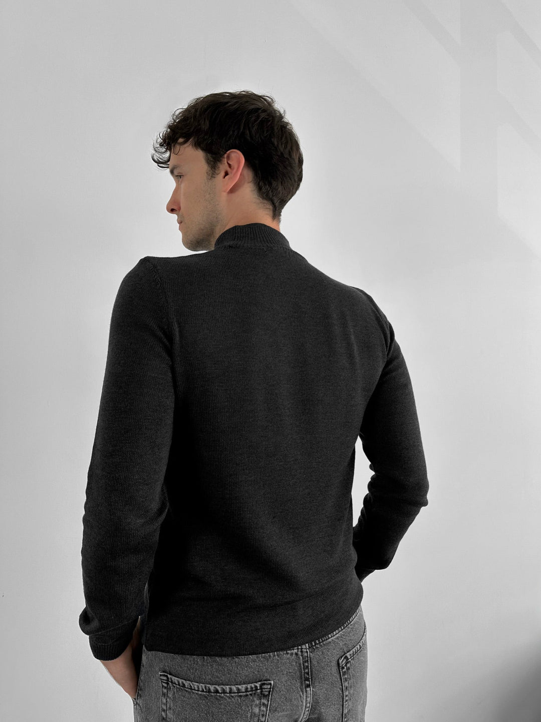 Lös Passform Halv Hals Pullover - Antracit