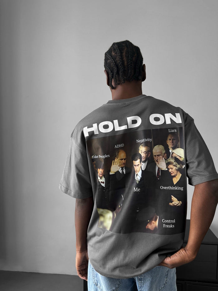Oversize "Hold On" T-shirt - Antracit