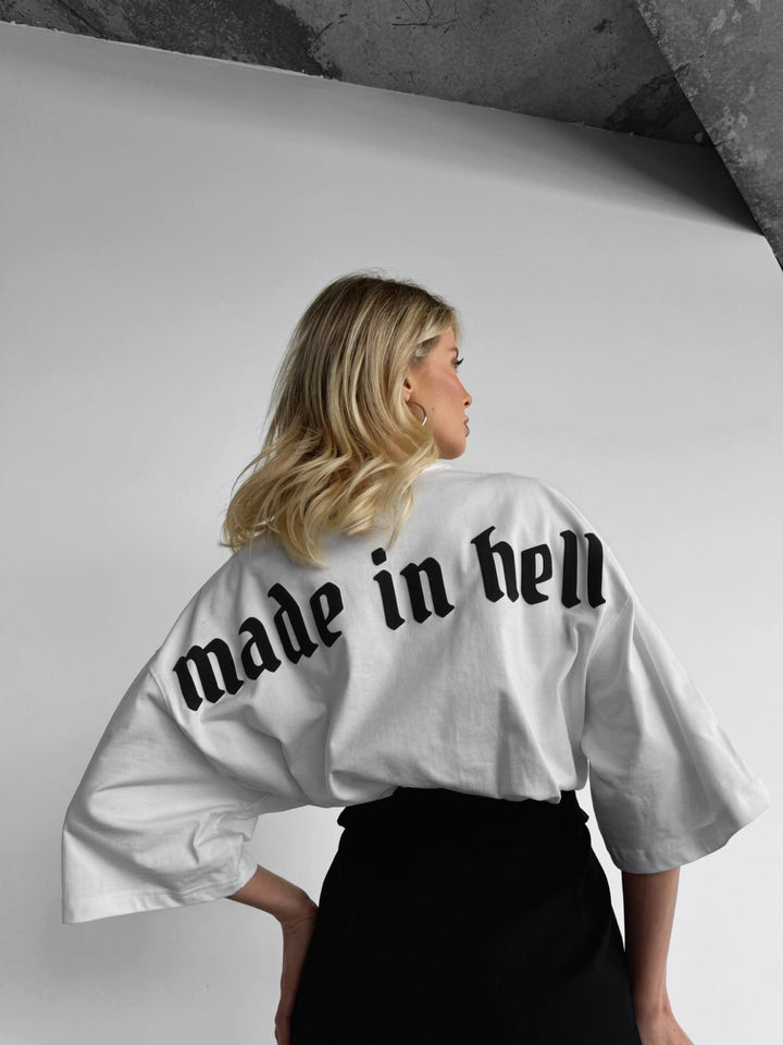 Oversize Made in Hell T-shirt - Ecru
