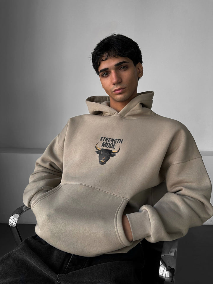 Oversize Styrka Mode Hoodie - Stone