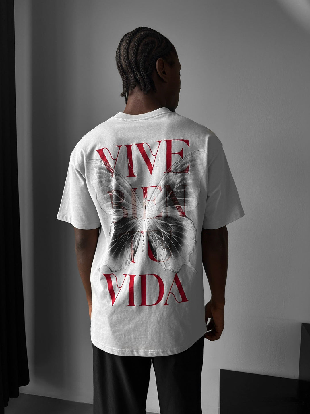 Oversize "Vive Bien Tu Vida" T-Shirt - Grå