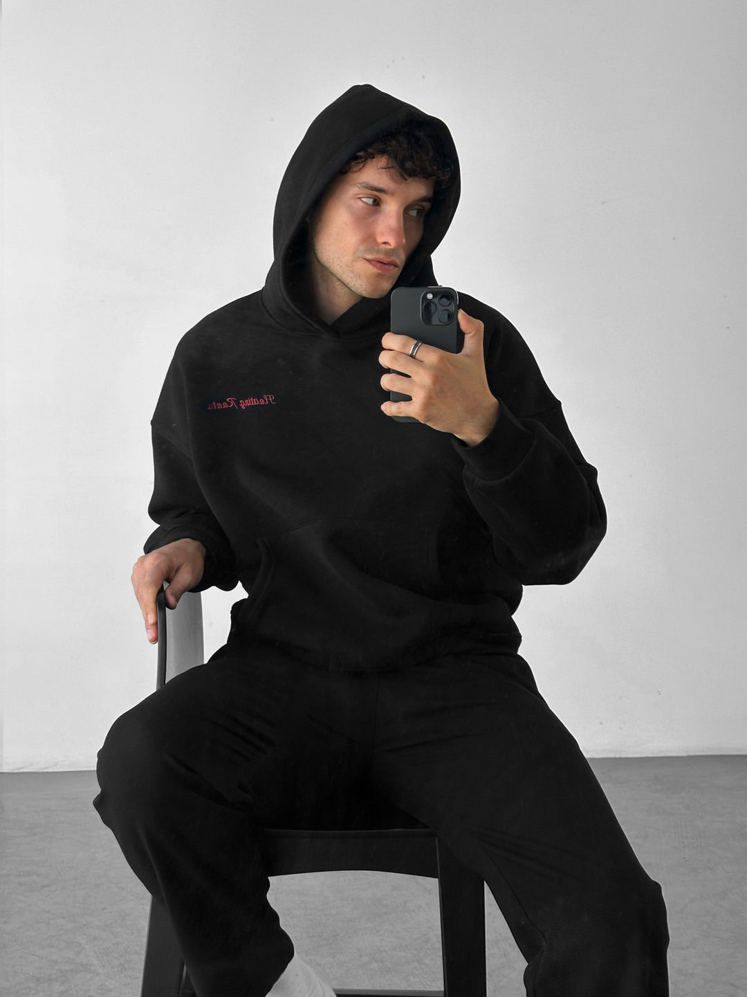 Oversize Flytande Rötter Hoodie - Svart