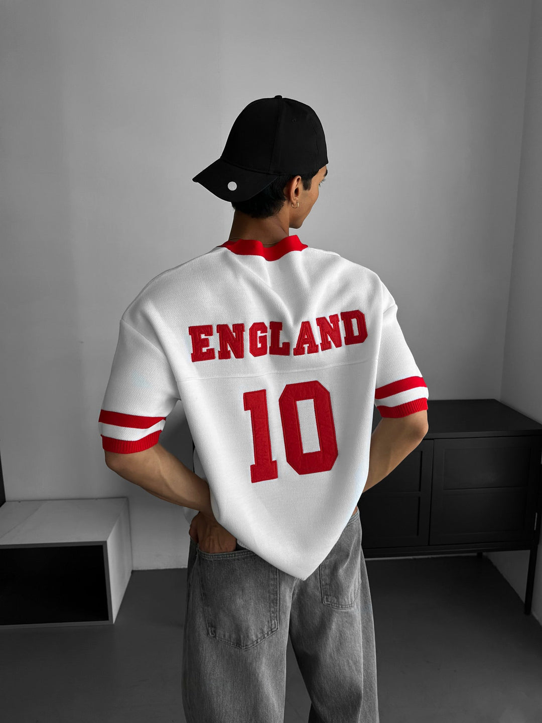 Oversize England Stickad T-shirt - Vit