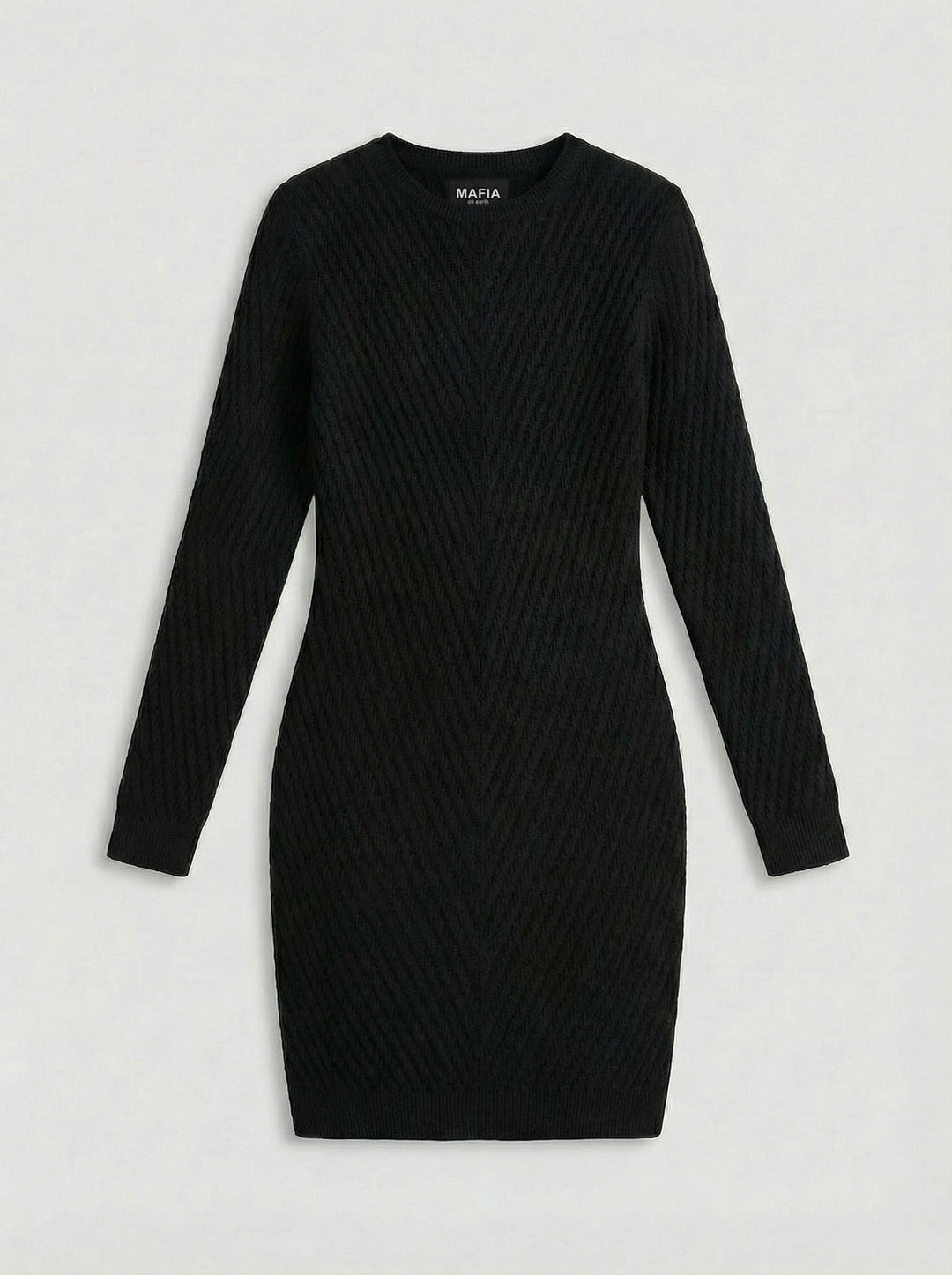 Fitted Midi Knit Dress - Svart