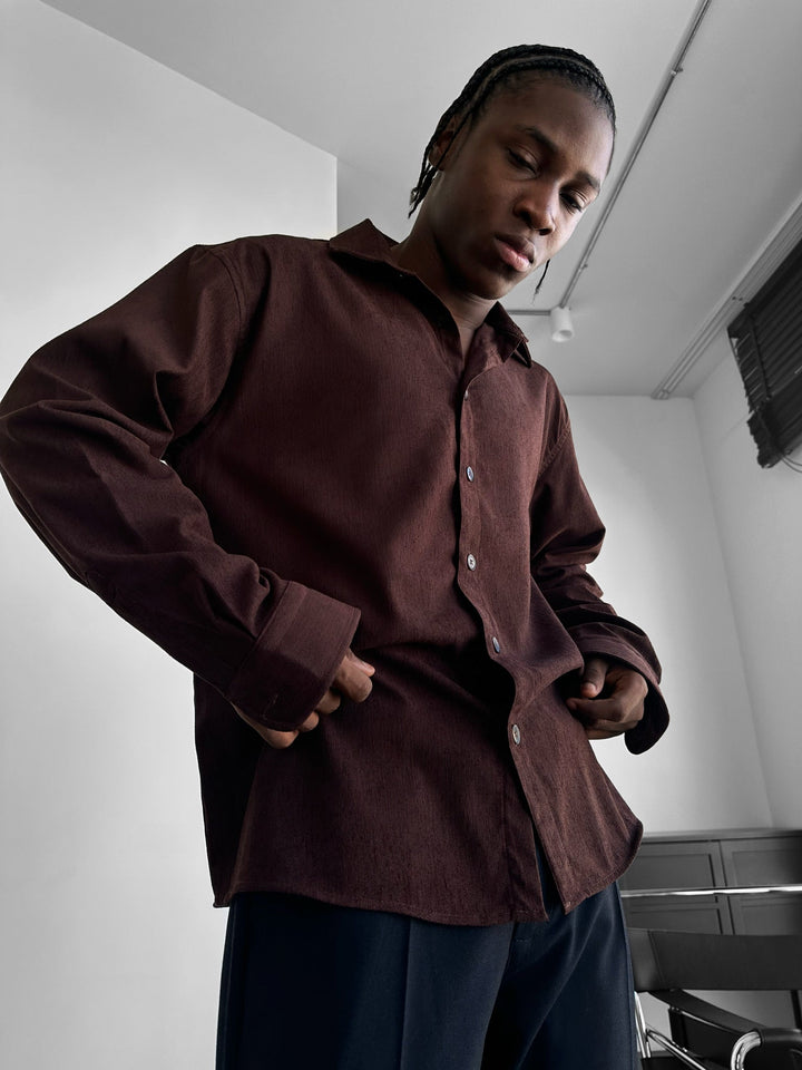 Oversize Sammetsskjorta - Brun