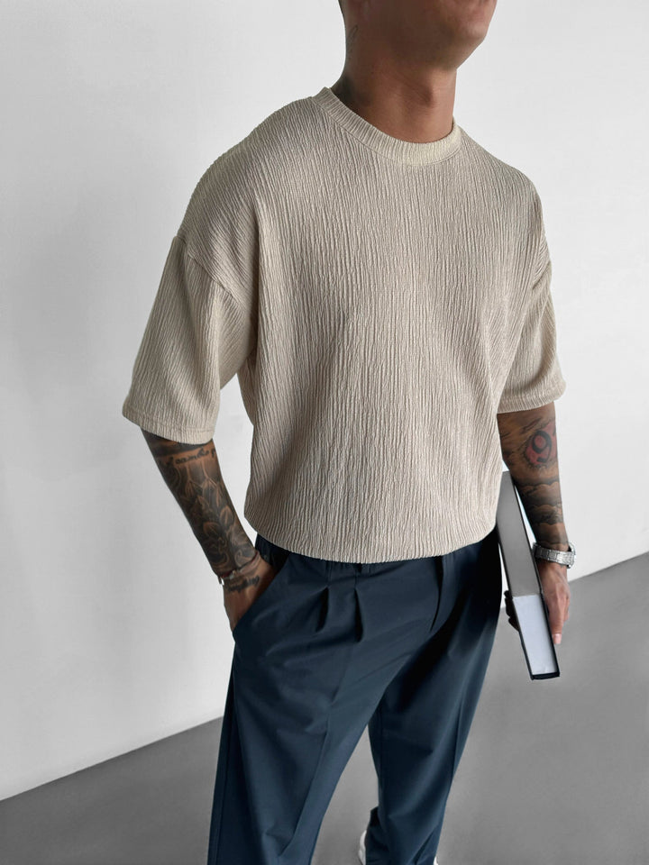 Oversize Crepe T-shirts - Beige