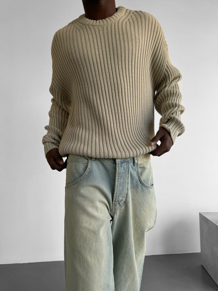 Lös Passform Randig Struktur Pullover - Sten