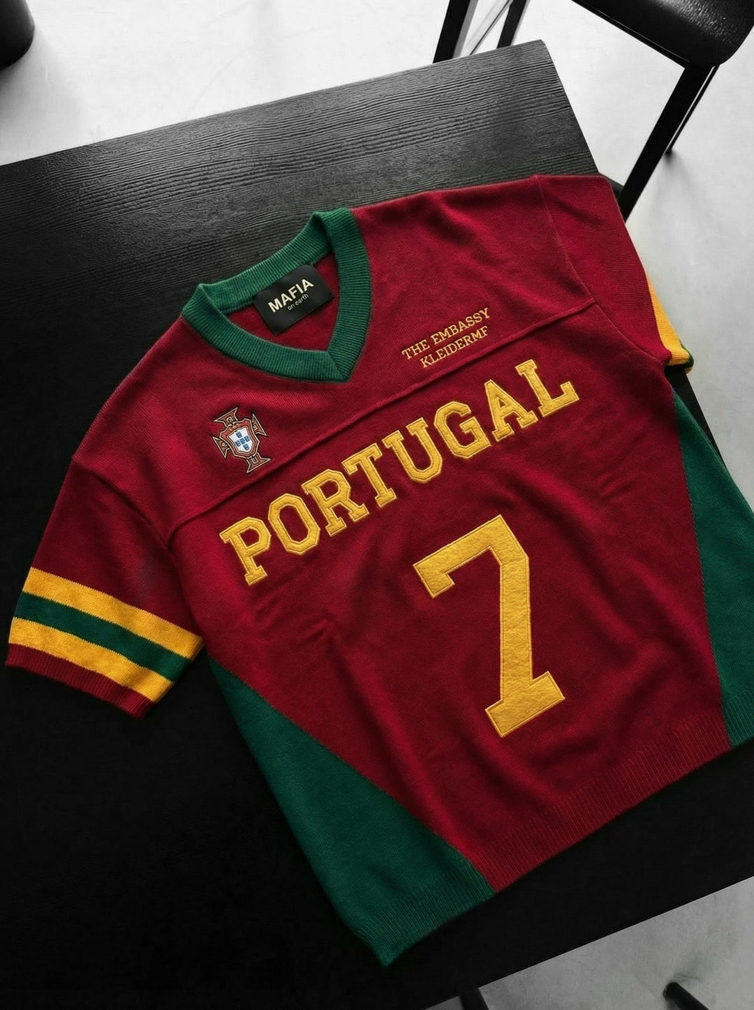 Oversize Portugal Stickad T-shirt - Röd