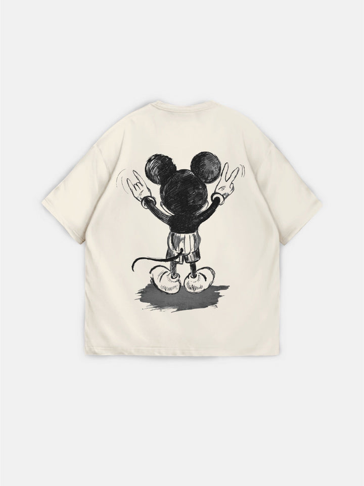 Oversize Mus-T-shirt - Beige