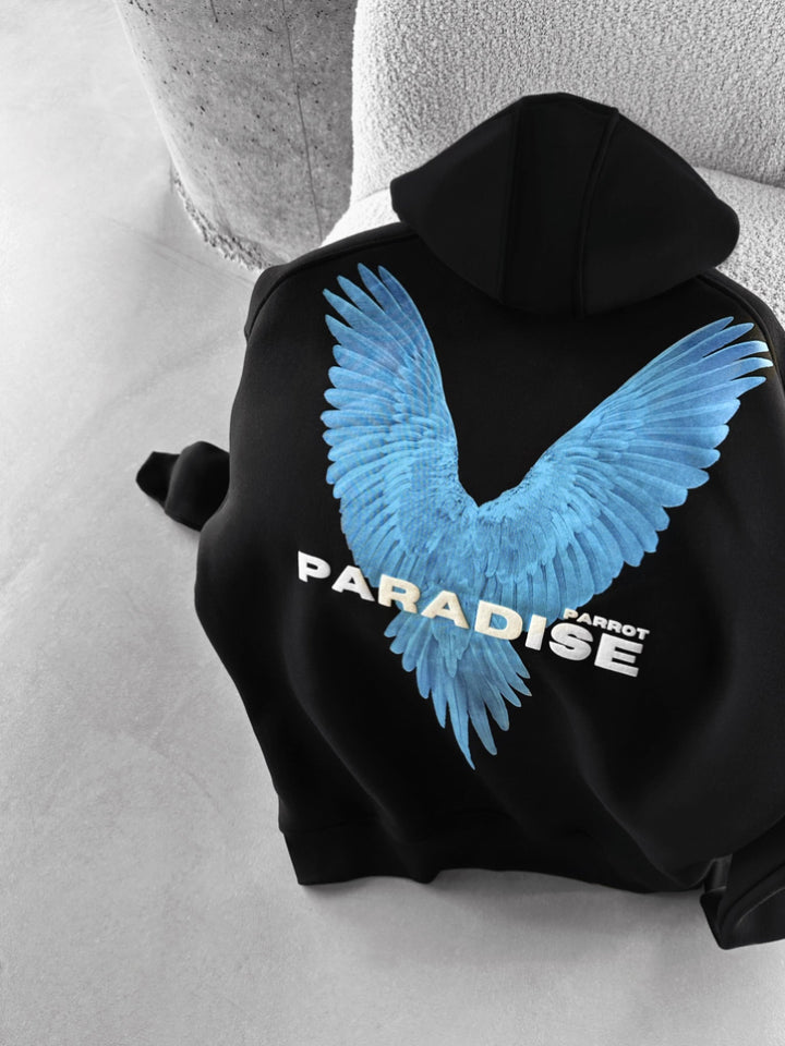Överdimensionerad Papegoja Hoodie - Svart och Blå