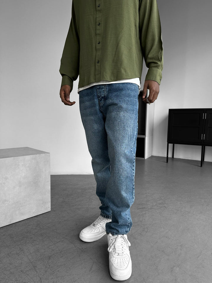 Boyfriend Fit Jeans - Blå