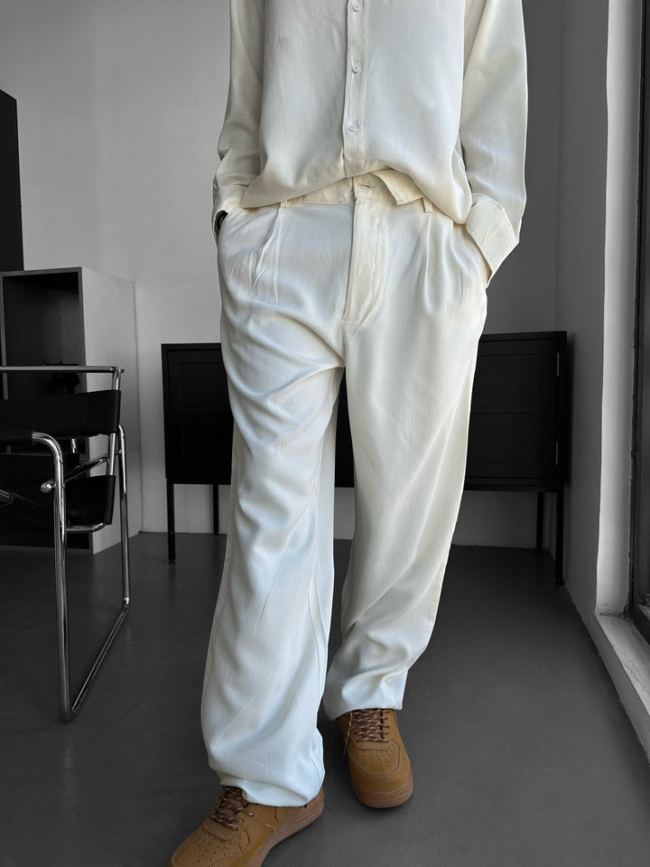 Baggy Tencel-byxor - Ecru
