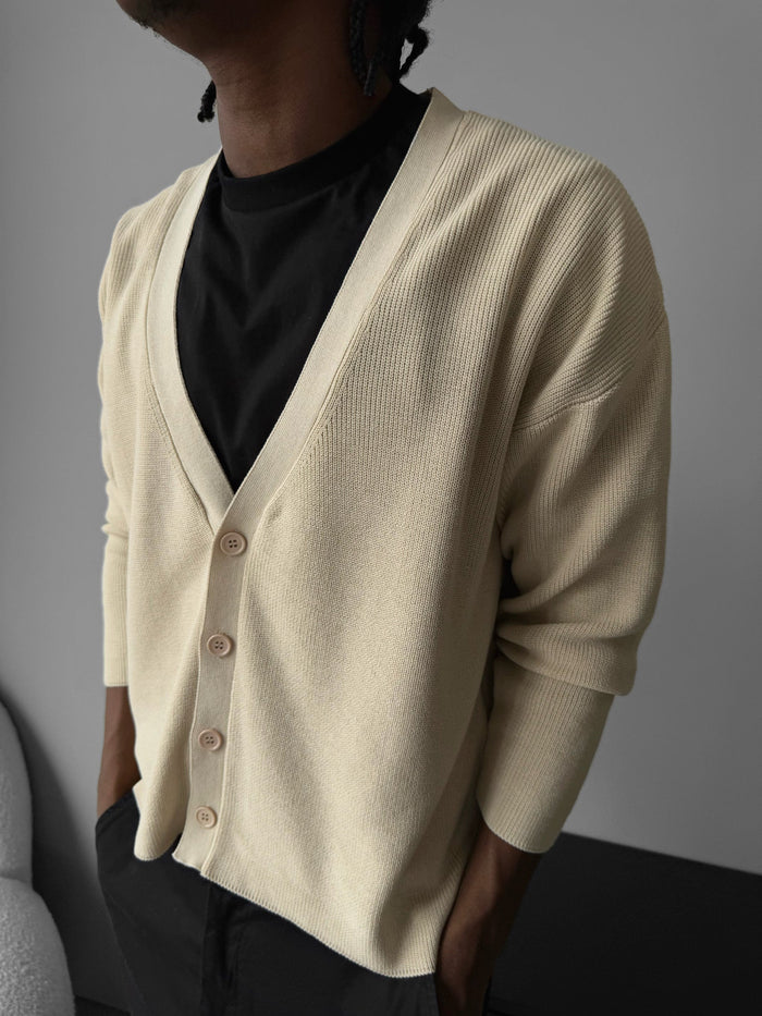 Oversize Crop Cardigan - Beige