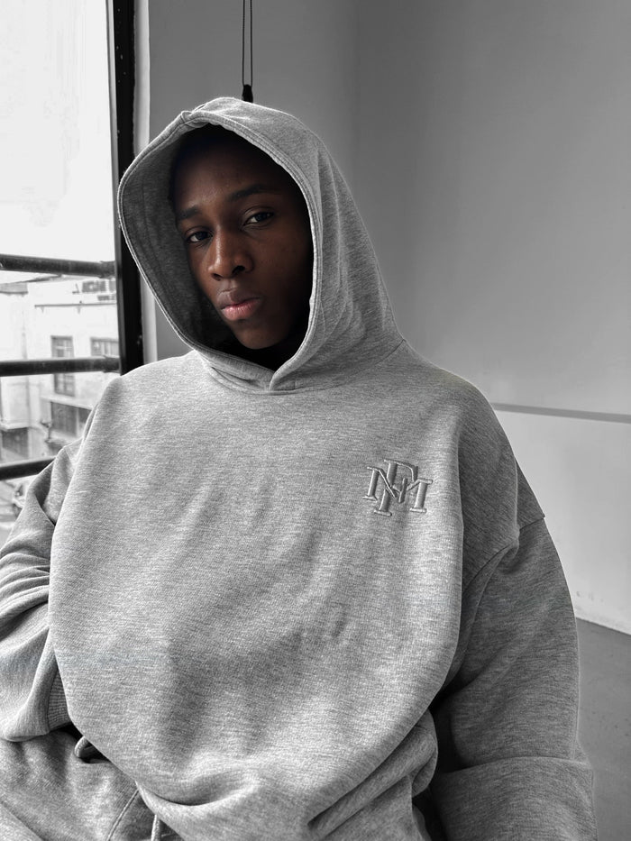 Loose Fit ‘MF’ Hoodie - Grå Melange
