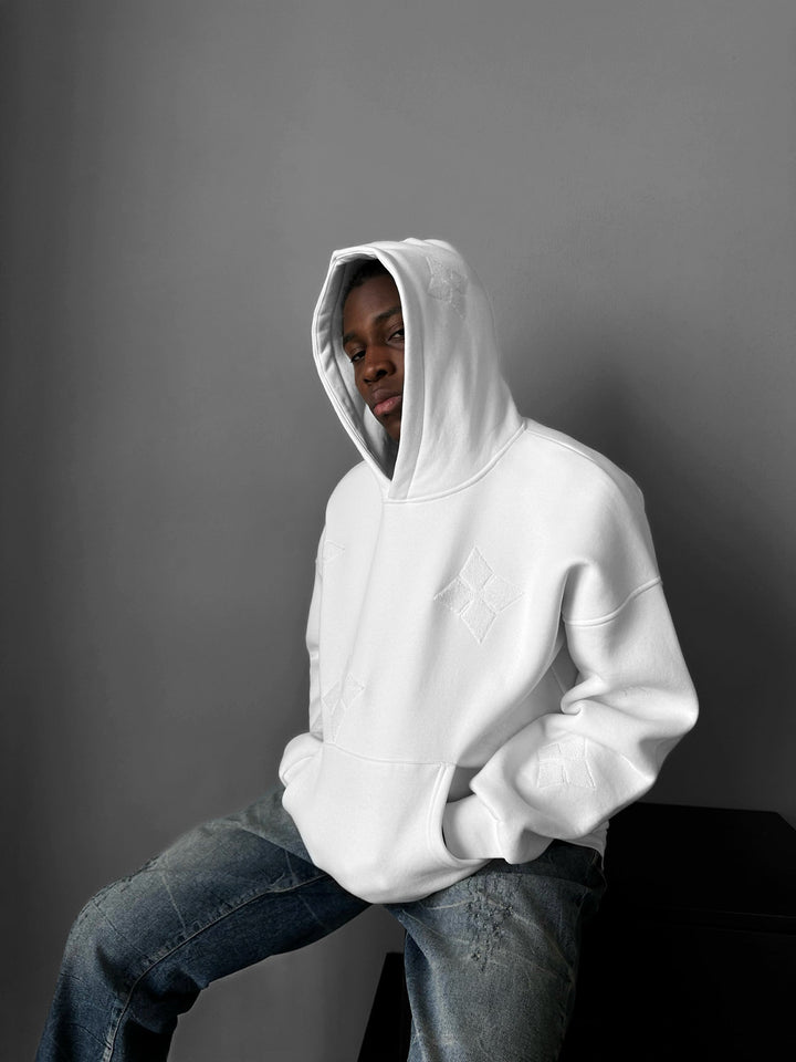 Oversize Detaljerad Hoodie - Ecru
