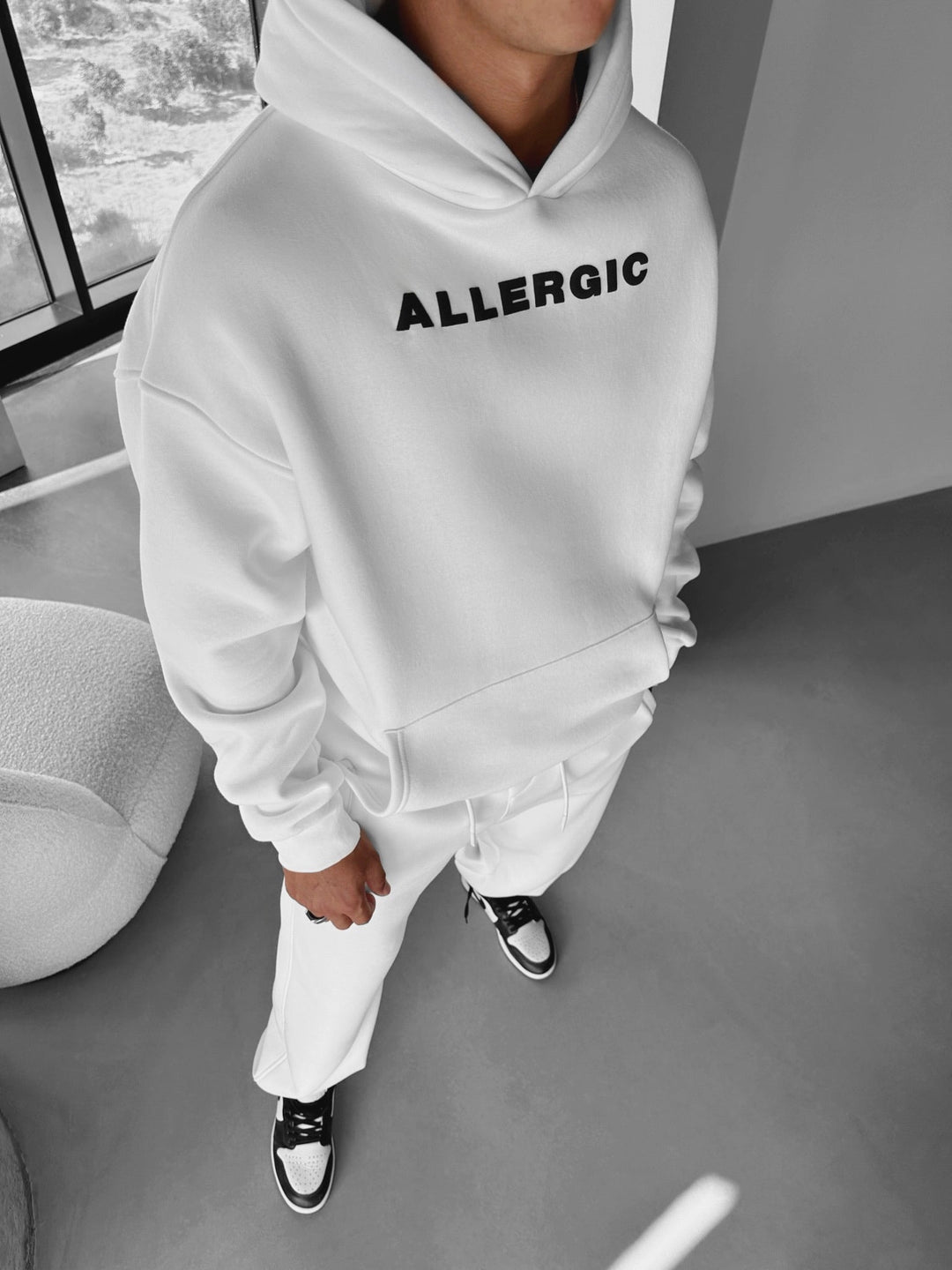 Oversize Allergisk Hoodie - Vit