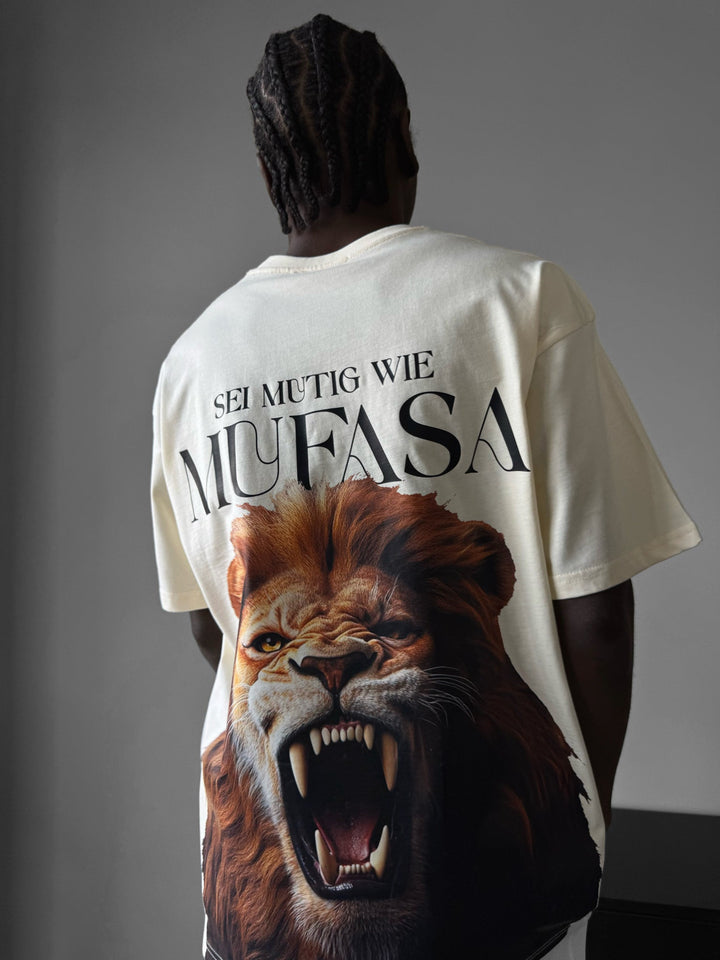 Oversize Lejon T-Shirt - Antik Vit