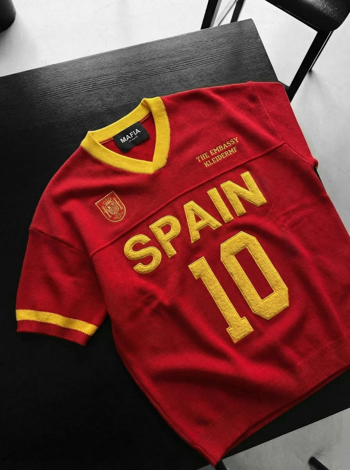 Oversize Spanien Knit T-shirt - Röd