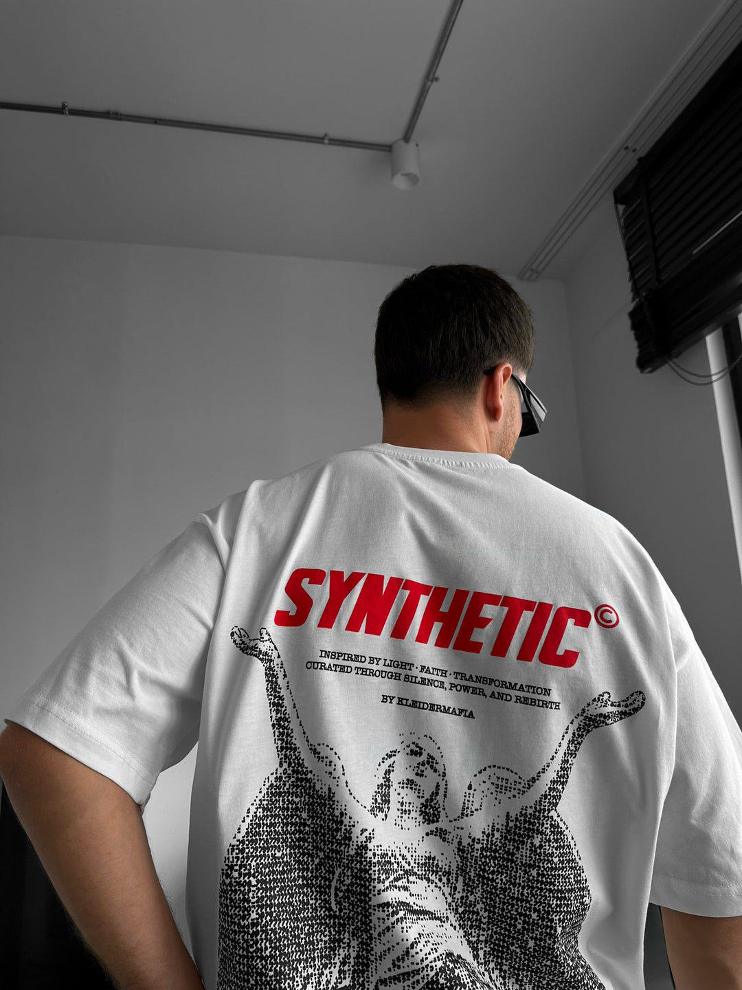 Oversize Syntetisk T-shirt - Ecru