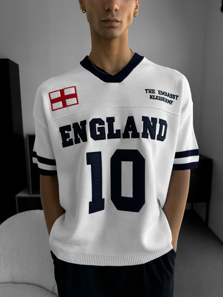 Oversize England Stickad T-shirt - Vit