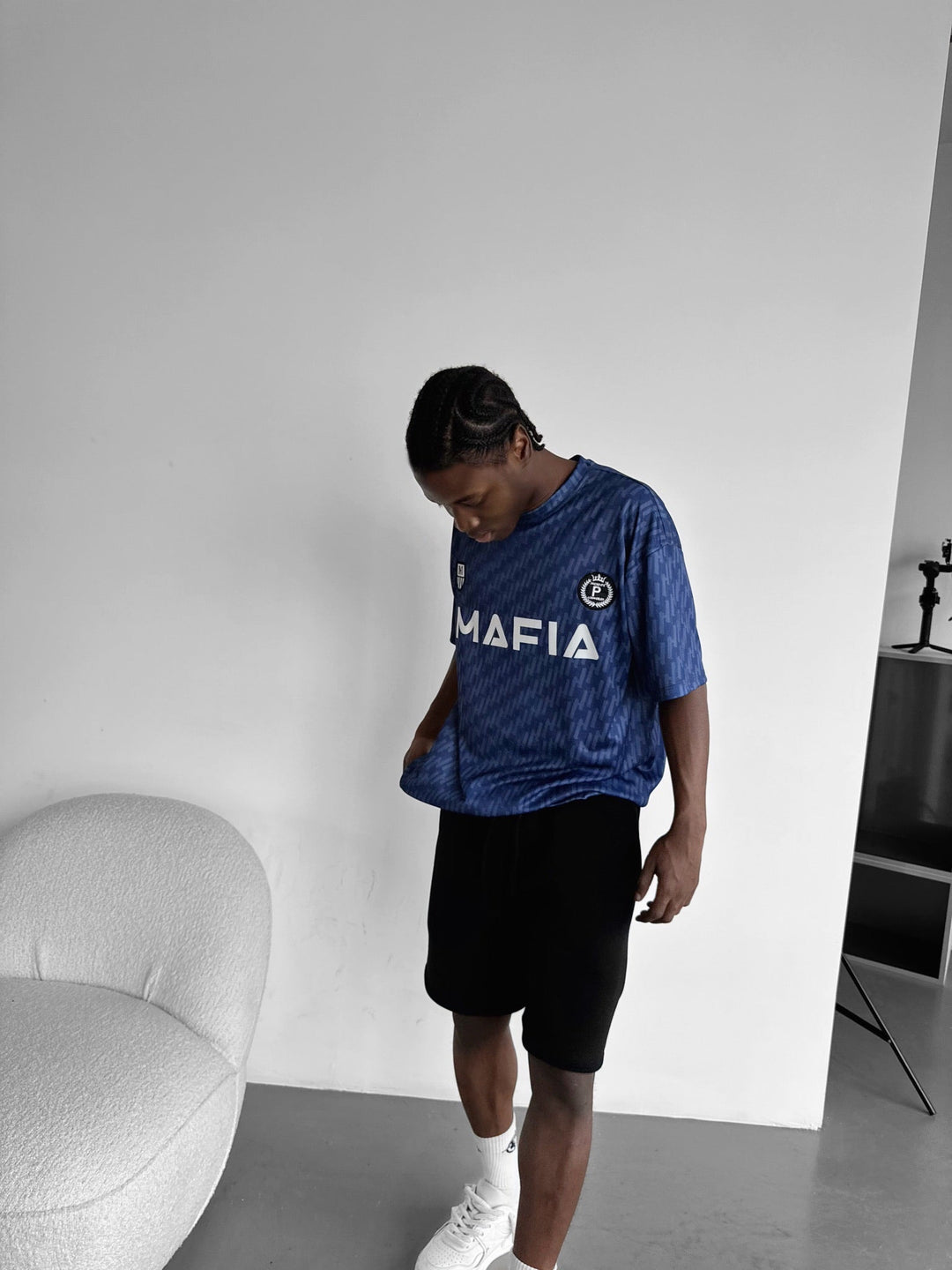 Oversize Mafia Trikot T-Shirt - Blå