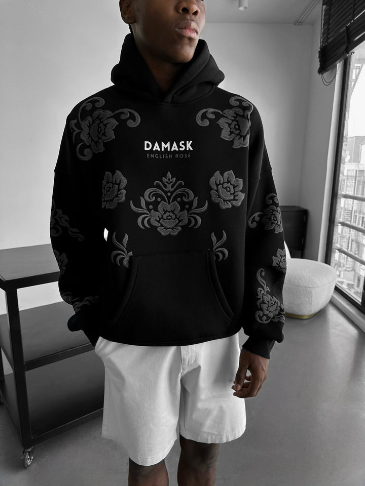 Oversize Damask Hoodie - Svart