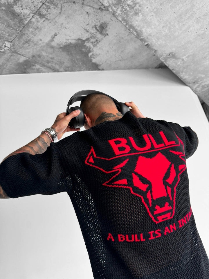 Oversize Bull Knit T-Shirt - Svart och Röd