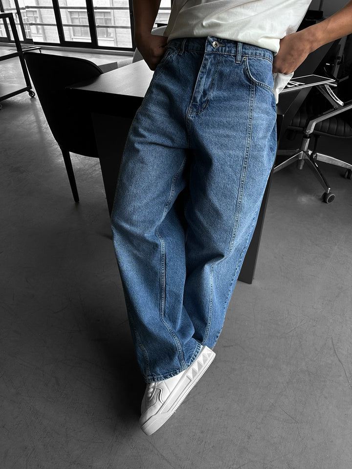 Relax Baggy Front Line Fit Jeans - Ljusblå