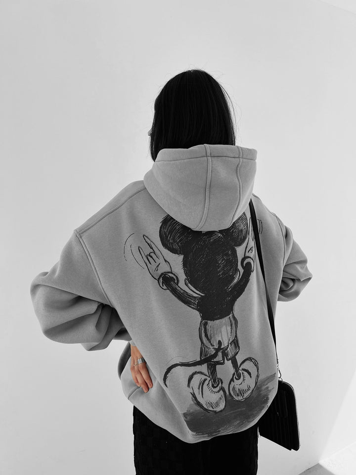 Oversize Musse Hoodie - Grå