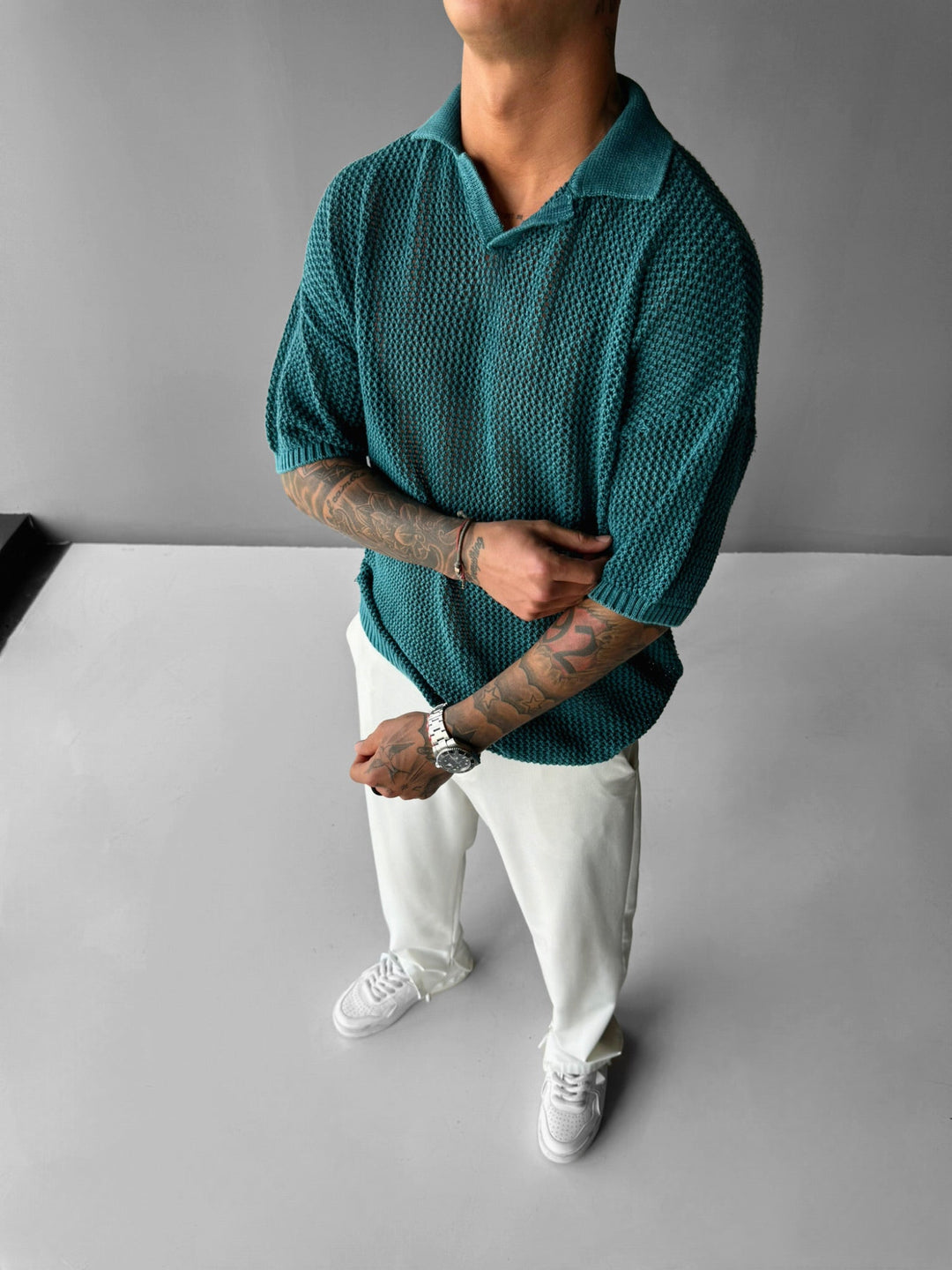 Regular Fit Knit Grid T-shirt - Djup Lagun