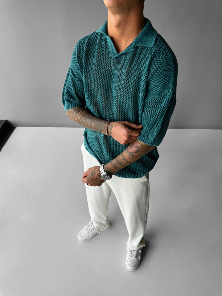 Regular Fit Knit Grid T-shirt - Djup Lagun