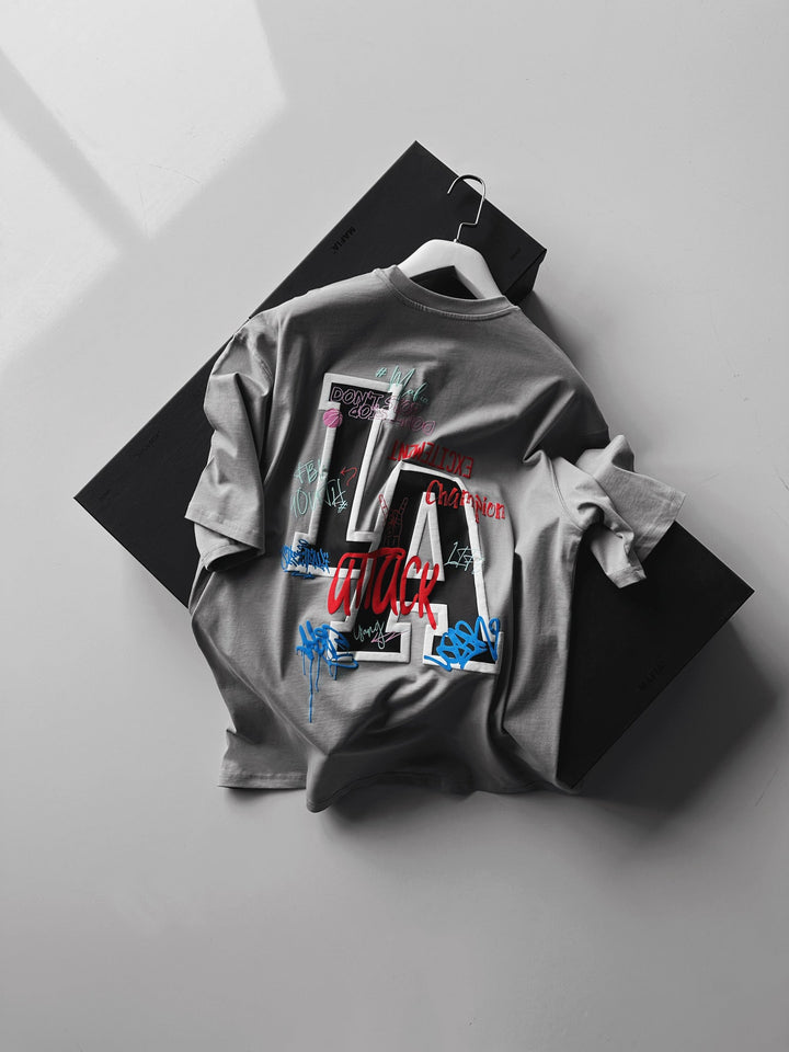 Oversize L.A T-shirt - Grå