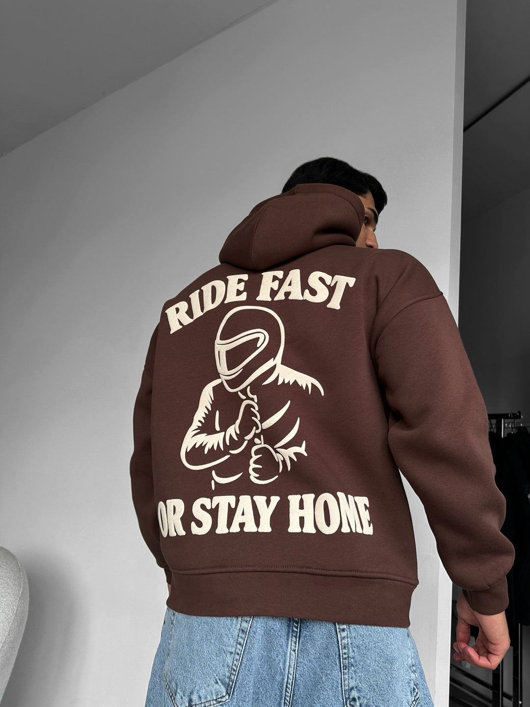 Oversize Ride Fast Hoodie - Brun