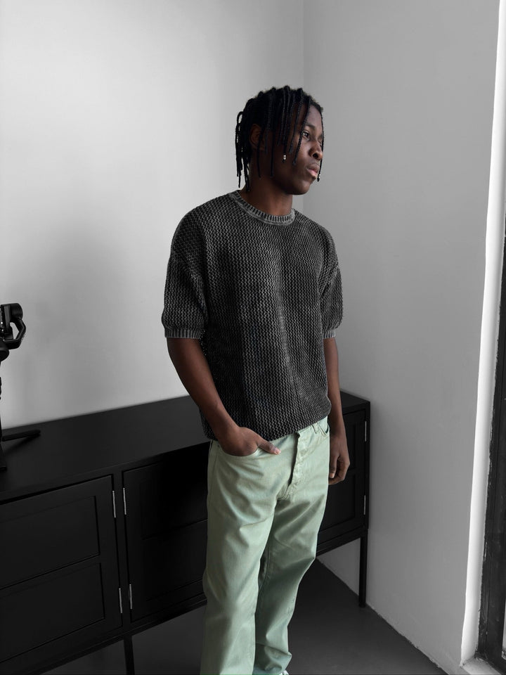 Regular Fit Knit Grid T-shirt - Stormigt Väder