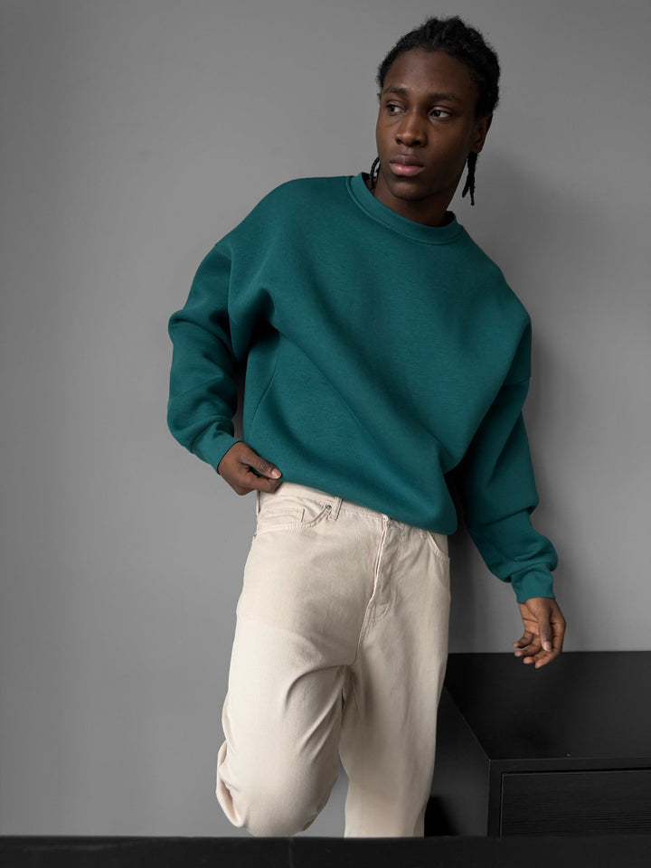 Oversize Basic Tröja - Havsgrön