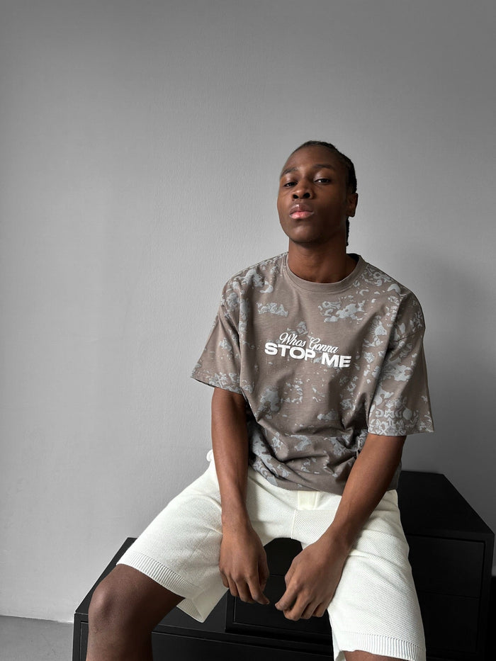 Oversize 'Stop Me' T-shirt - Antracit
